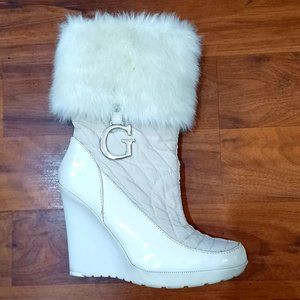 Guess Quilted Faux Fur Trim Mid Calf Boots